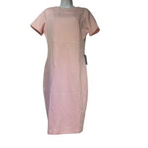 ALEXIA ADMOR blush pink short sleeve scuba knit sheath dress Size L